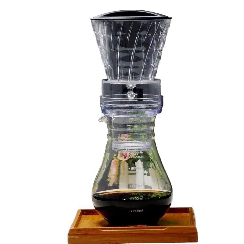 Cafetière à infusion goutte à goutte 600 ml en verre avec filtre réutilisable – Dripper manuel pour café glacé et chaud