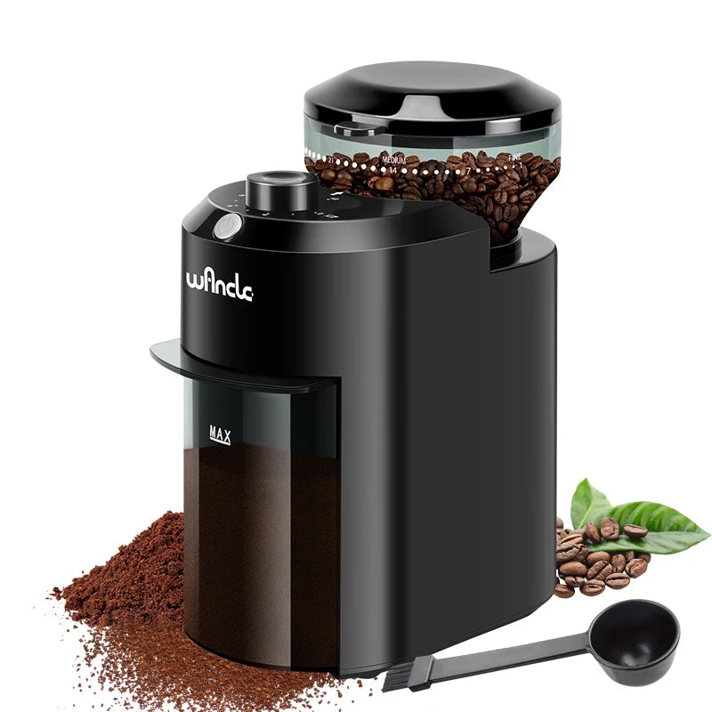 Moulin à café électrique à meules plates 200 W – 28 niveaux de réglage pour espresso et café filtre (120–220 V)