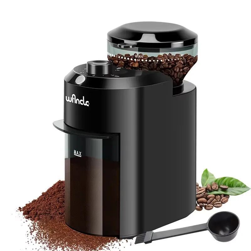 Moulin à café électrique à meules plates 200 W – 28 niveaux de réglage pour espresso et café filtre (120–220 V)