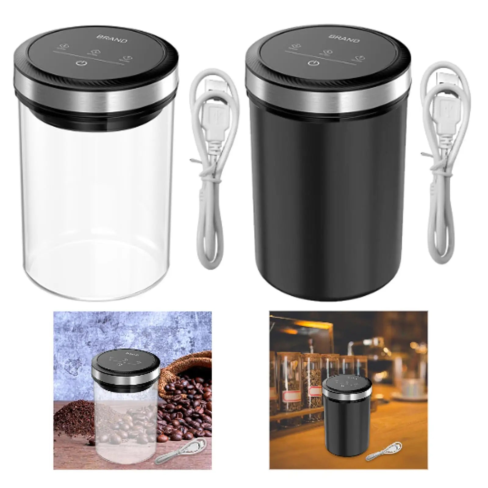Boîte à café sous vide automatique, récipient alimentaire, presse à large bouche, pot scellé sous vide, récipient à café pour thé, grains de café, céréales