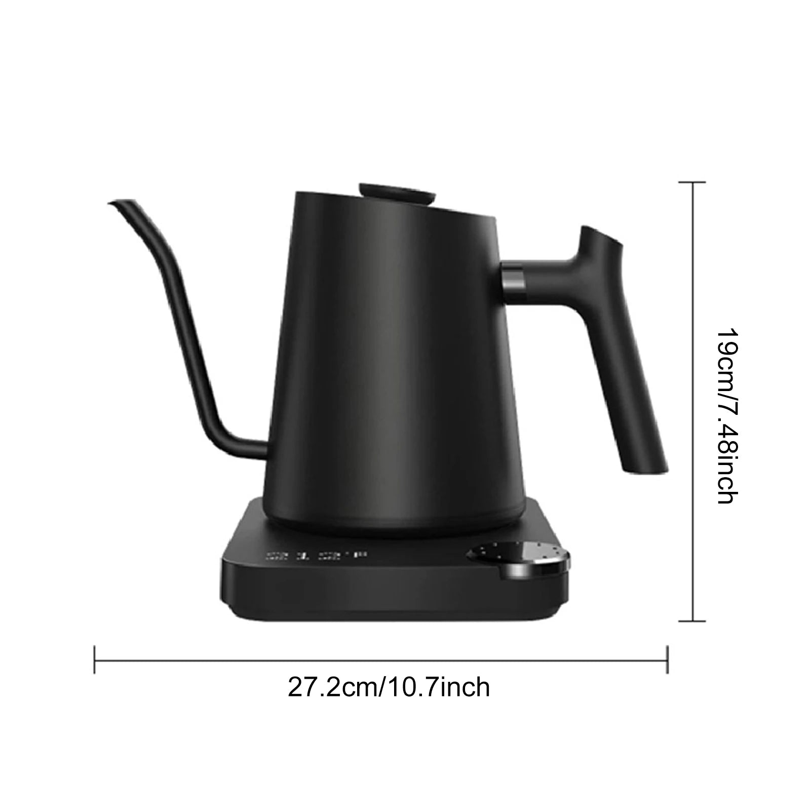 Bouilloire électrique col de cygne 0,9 L avec contrôle de température – chauffage rapide 1200 W en acier inoxydable pour café et thé