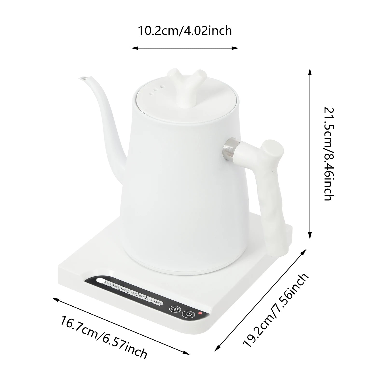 Bouilloire électrique col de cygne 1 L en acier inoxydable 304 – contrôle de température 1000 W pour café et thé