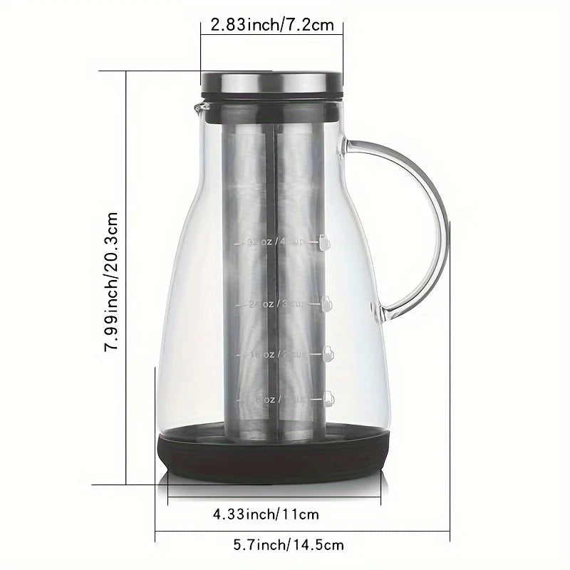 Pichet à café glacé en verre 24 oz (710 ml) – Cafetière manuelle pour infusion froide