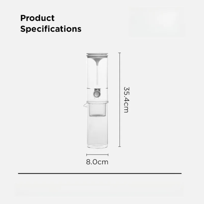 Cafetière à infusion froide goutte à goutte en verre double réservoir 450 ml / 470 ml – Système portable avec filtration