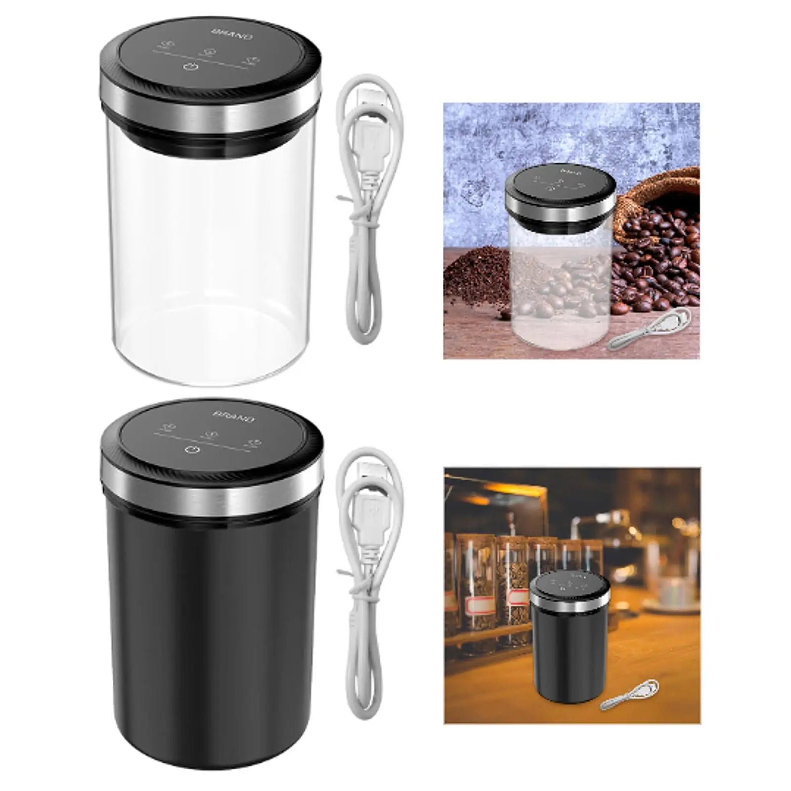 Boîte à café sous vide automatique, récipient alimentaire, presse à large bouche, pot scellé sous vide, récipient à café pour thé, grains de café, céréales