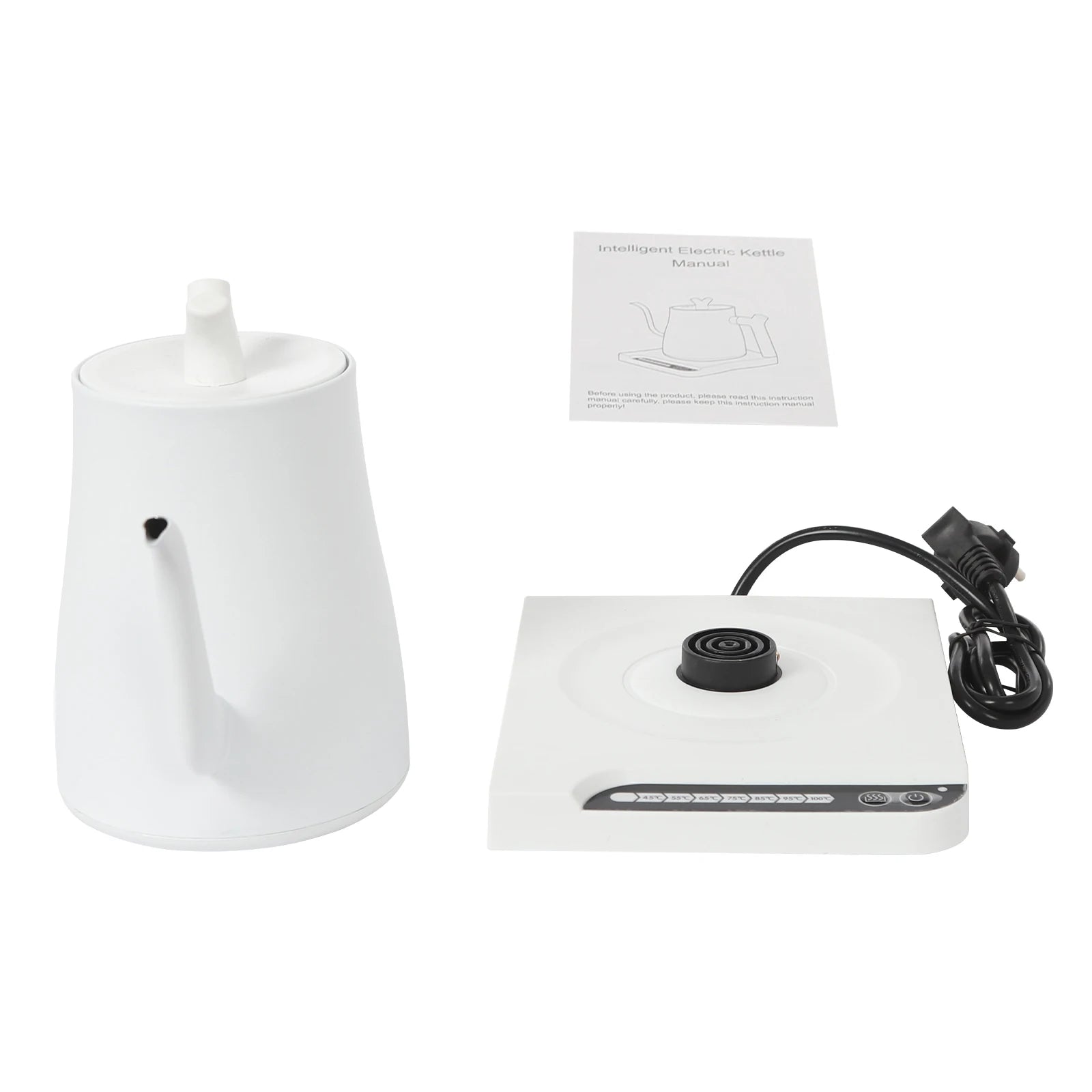 Bouilloire électrique col de cygne 1 L en acier inoxydable 304 – contrôle de température 1000 W pour café et thé
