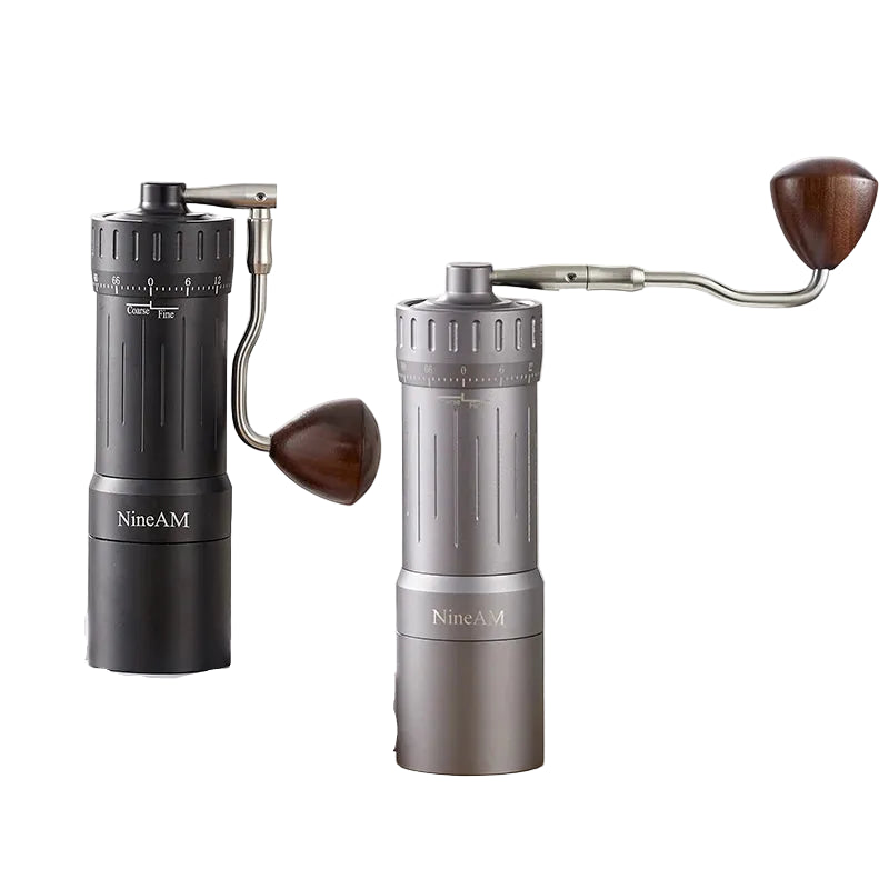 Moulin à café manuel M1/Pro 48 mm à meules coniques en acier inoxydable – version améliorée 2024, corps en aluminium et bois