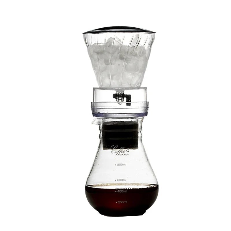 Cafetière à infusion goutte à goutte 600 ml en verre avec filtre réutilisable – Dripper manuel pour café glacé et chaud