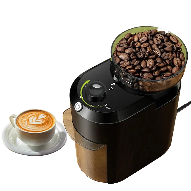 Moulin à café électrique à meules plates 200 W – 28 niveaux de réglage pour espresso et café filtre (120–220 V)